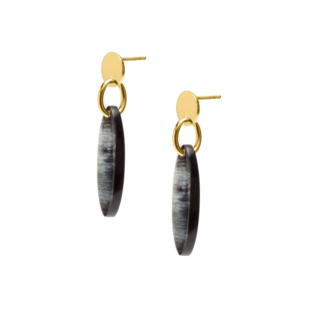 Branch Jewellery - Black Natural and gold oval drop earring