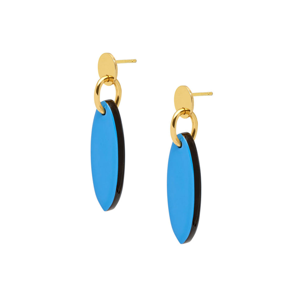 Branch Jewellery - Blue and Gold oval drop earring