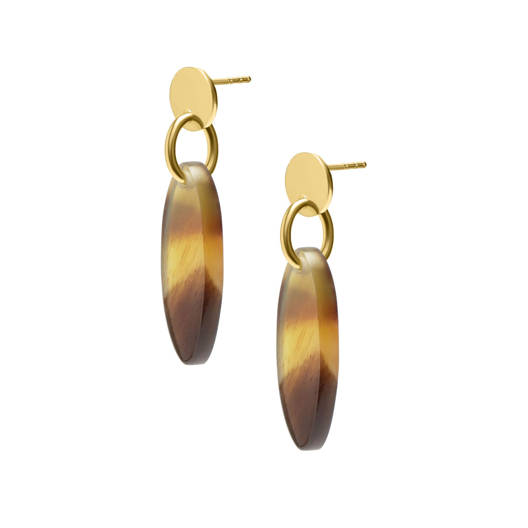 Branch Jewellery - Brown Natural and Gold oval drop earring