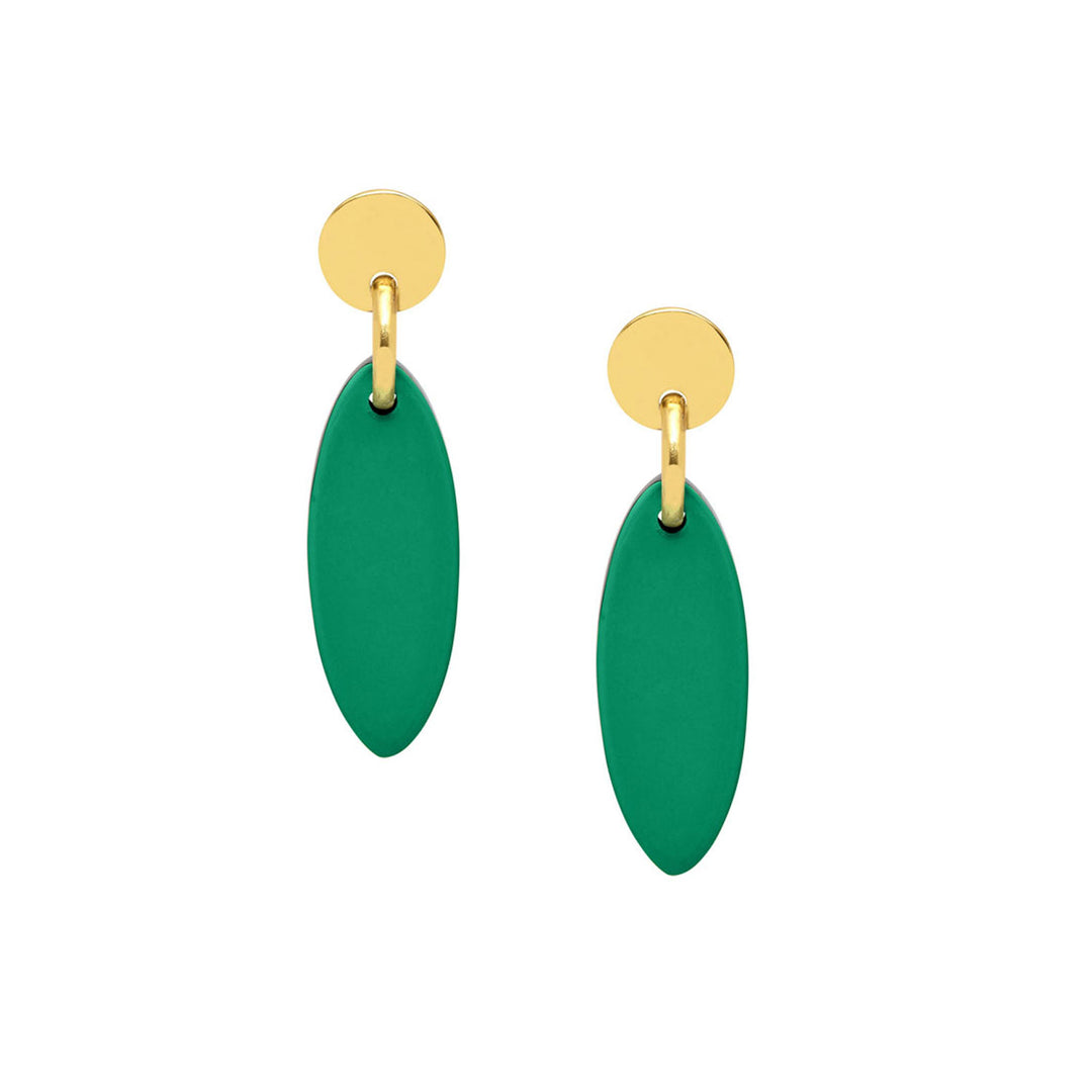 Branch Jewellery - Green and Gold oval drop earring