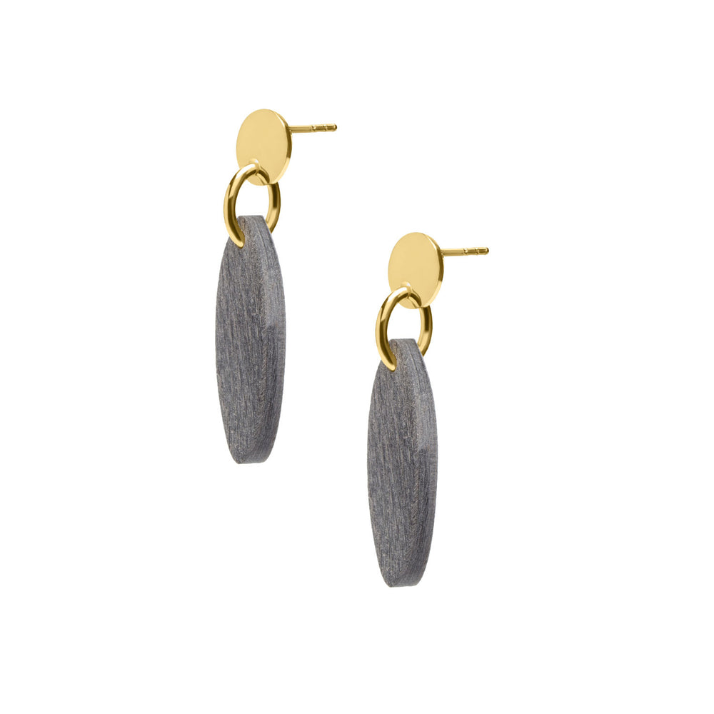 Branch Jewellery -Grey Natural and Gold oval drop earring