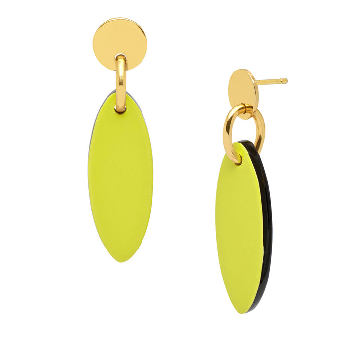 Lime small oval drop earring - Gold