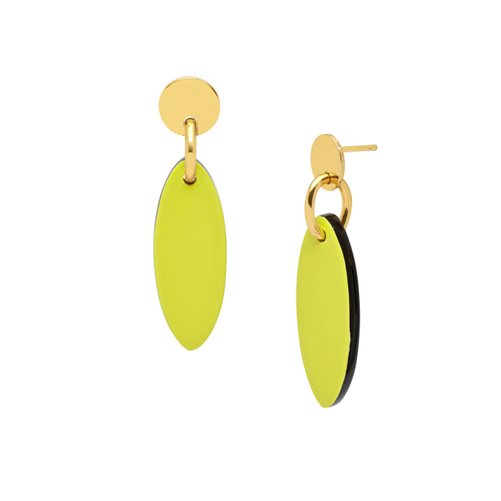 Lime small oval drop earring - Gold