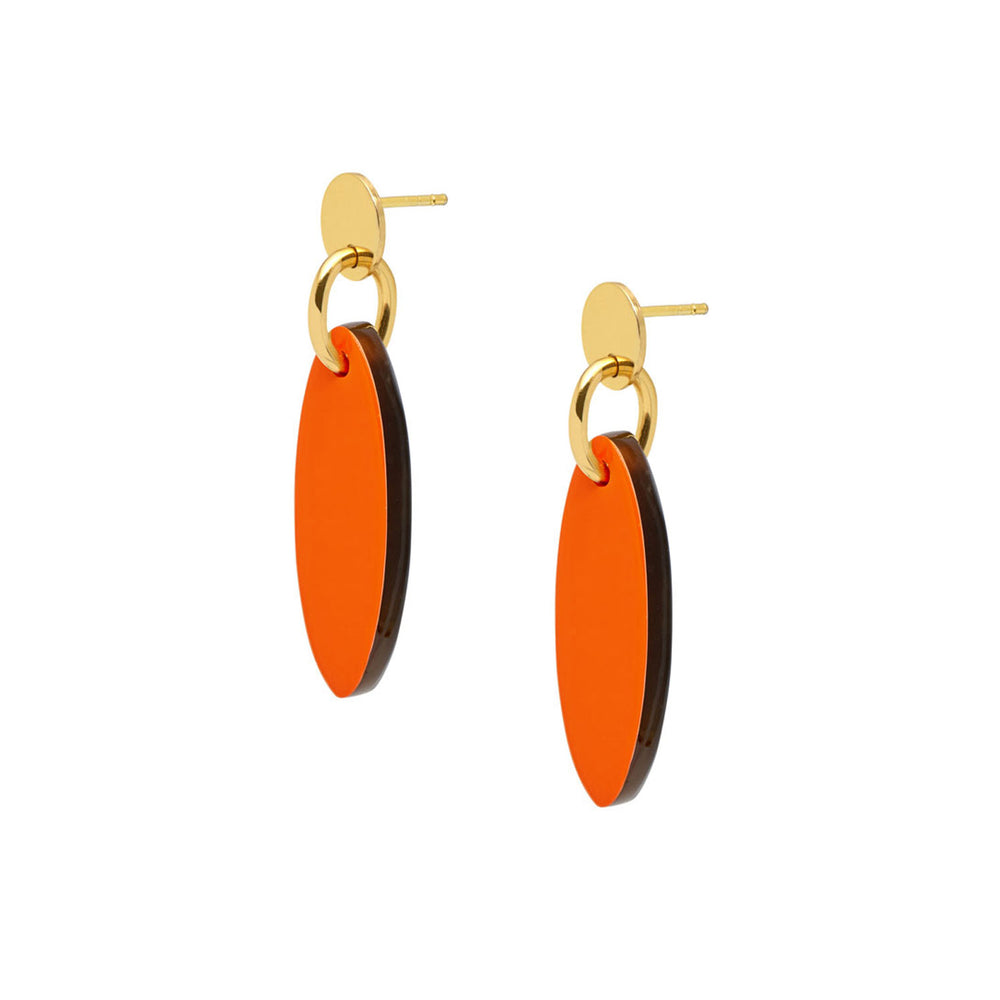 Branch Jewellery - Orange and Gold oval drop earring