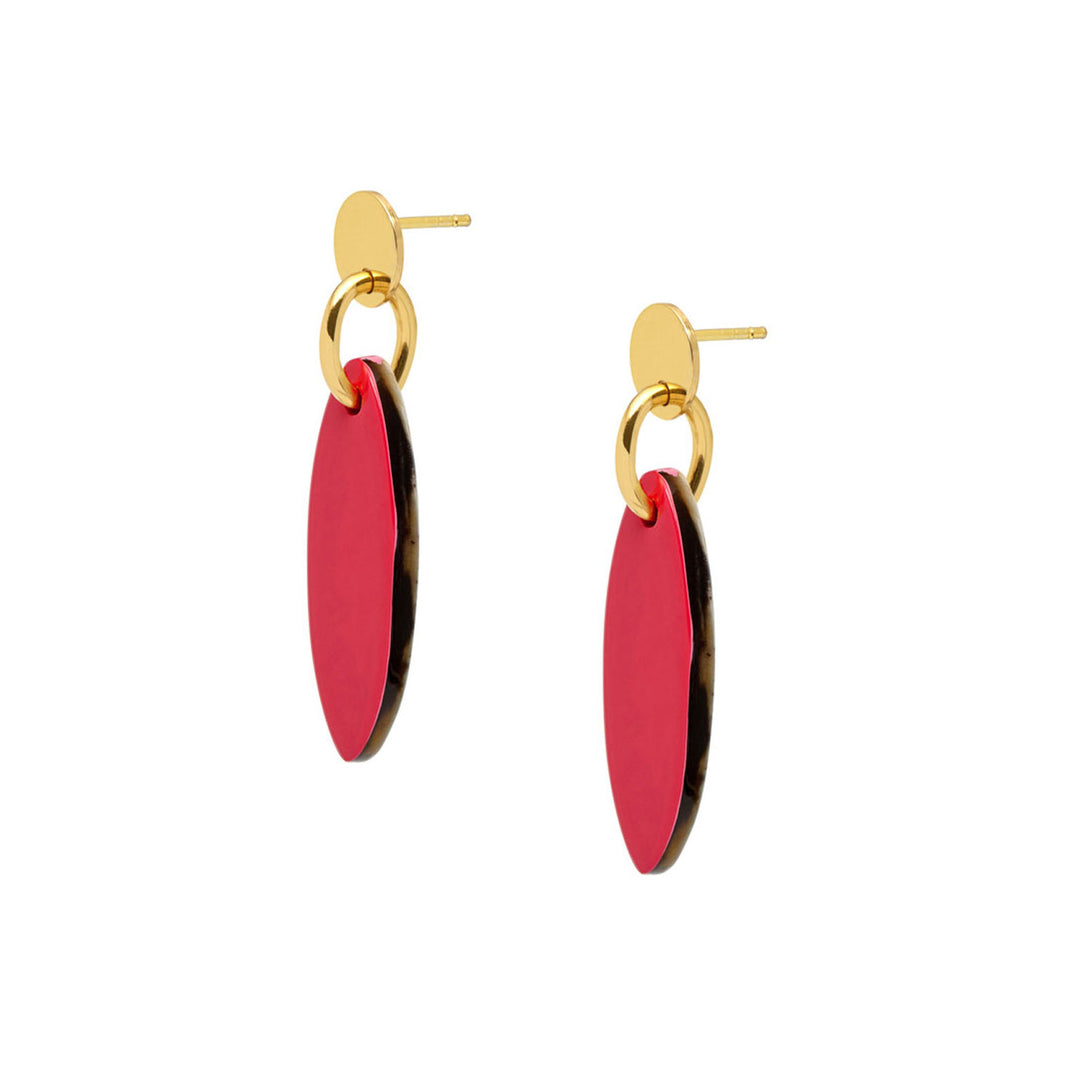 Branch Jewellery - Red and Gold oval drop earring