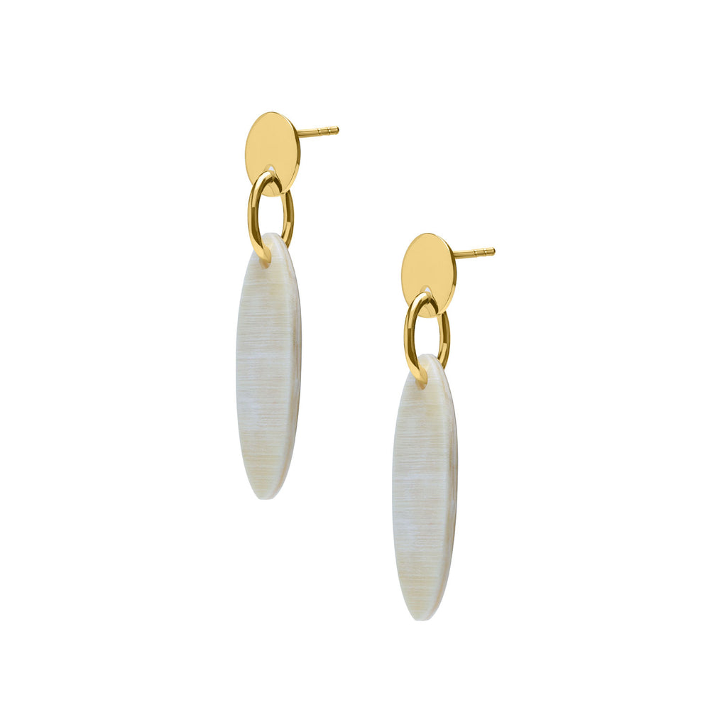 Branch Jewellery - White Natural and Gold oval drop earring