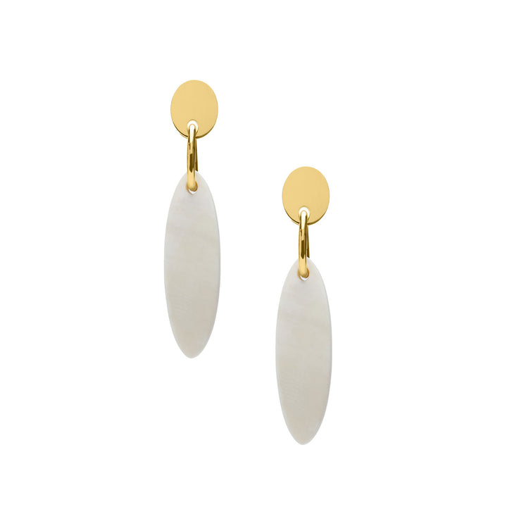 Branch Jewellery - White Natural and Gold oval drop earring