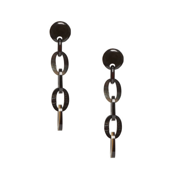 Branch Jewellery - Black natural chain link buffalo horn earrings