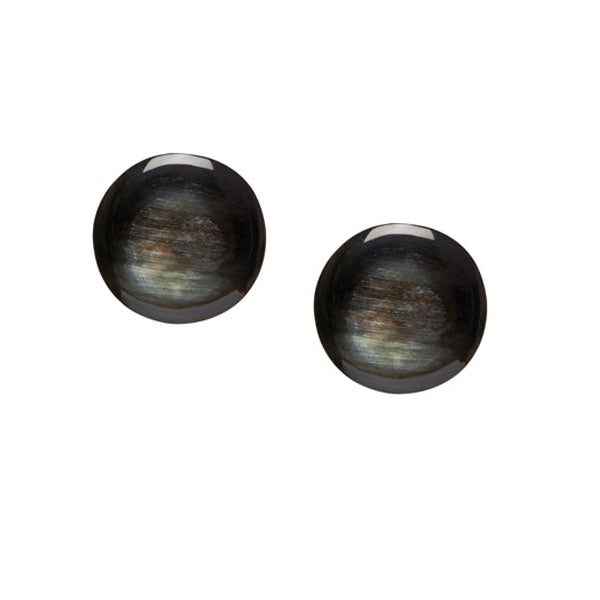 Branch Jewellery - Round Black Natural horn stud earrings.