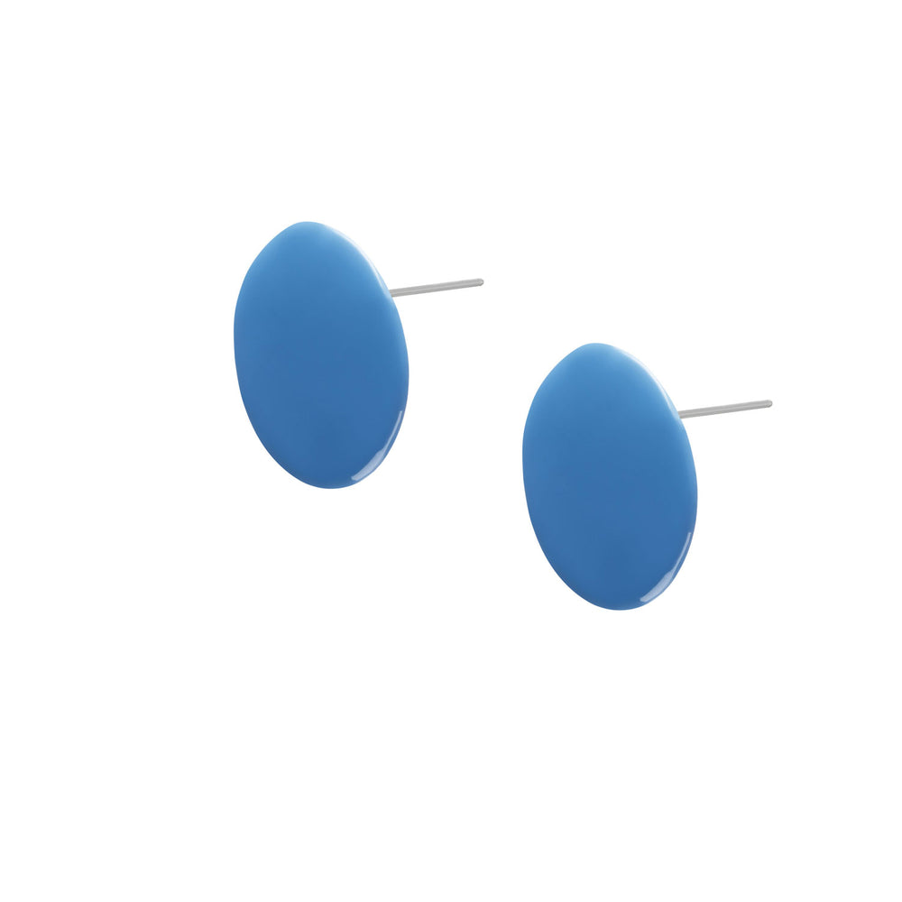 Branch Jewellery - Round blue lacquered  horn stud earrings.