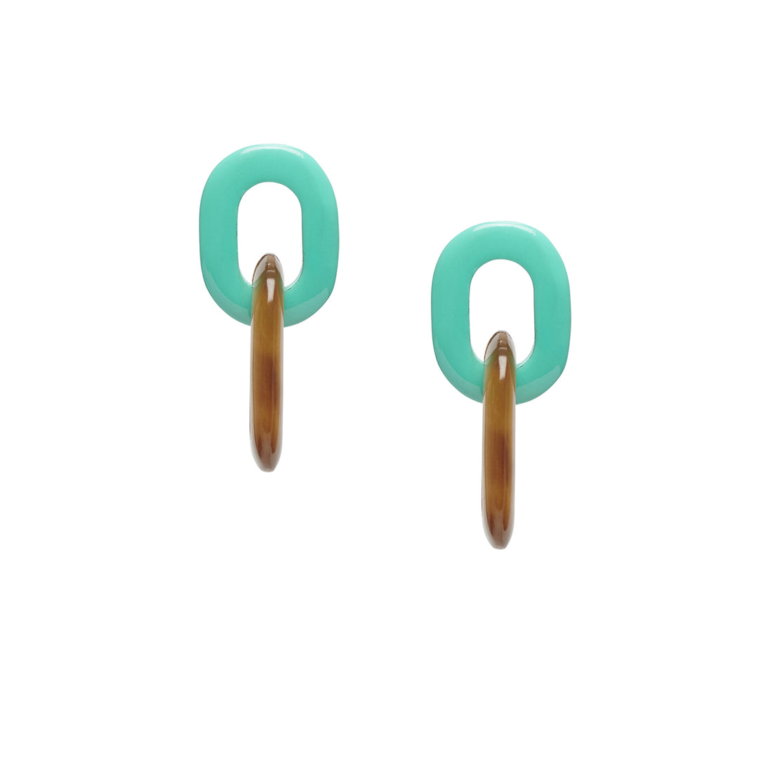 Branch Jewellery - Aquamarine and brown double link earring