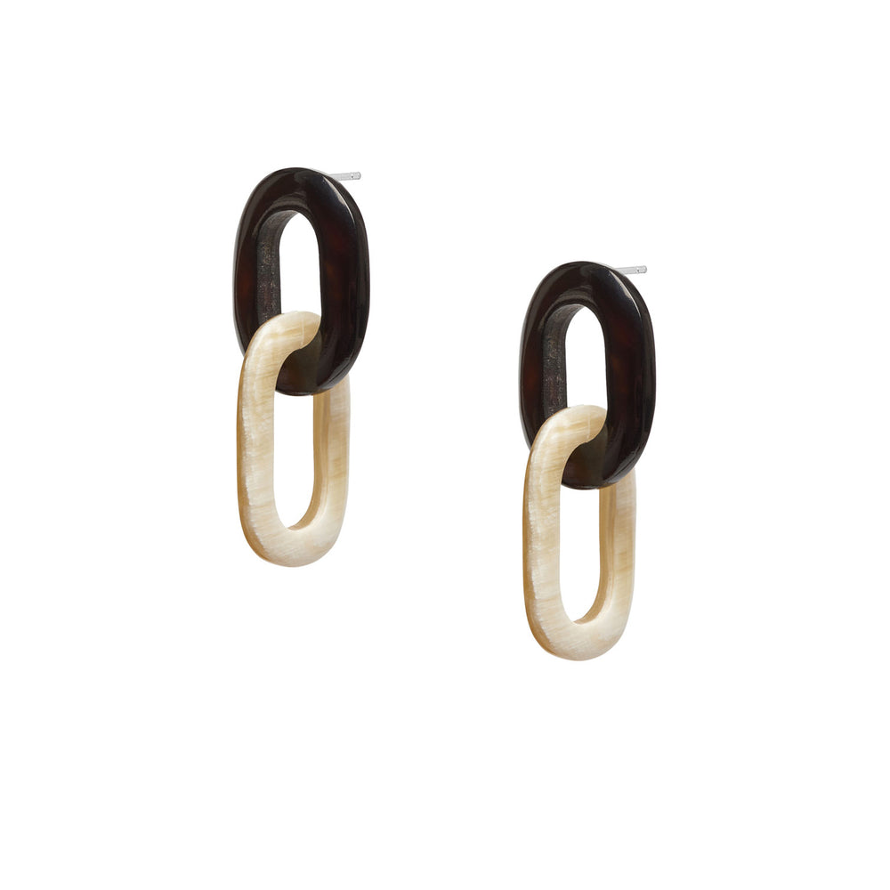 Branch Jewellery - Black & White Natural double link earring