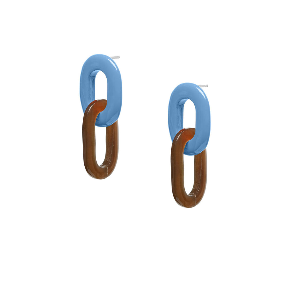Branch Jewellery - Blue and brown Natural double link earring