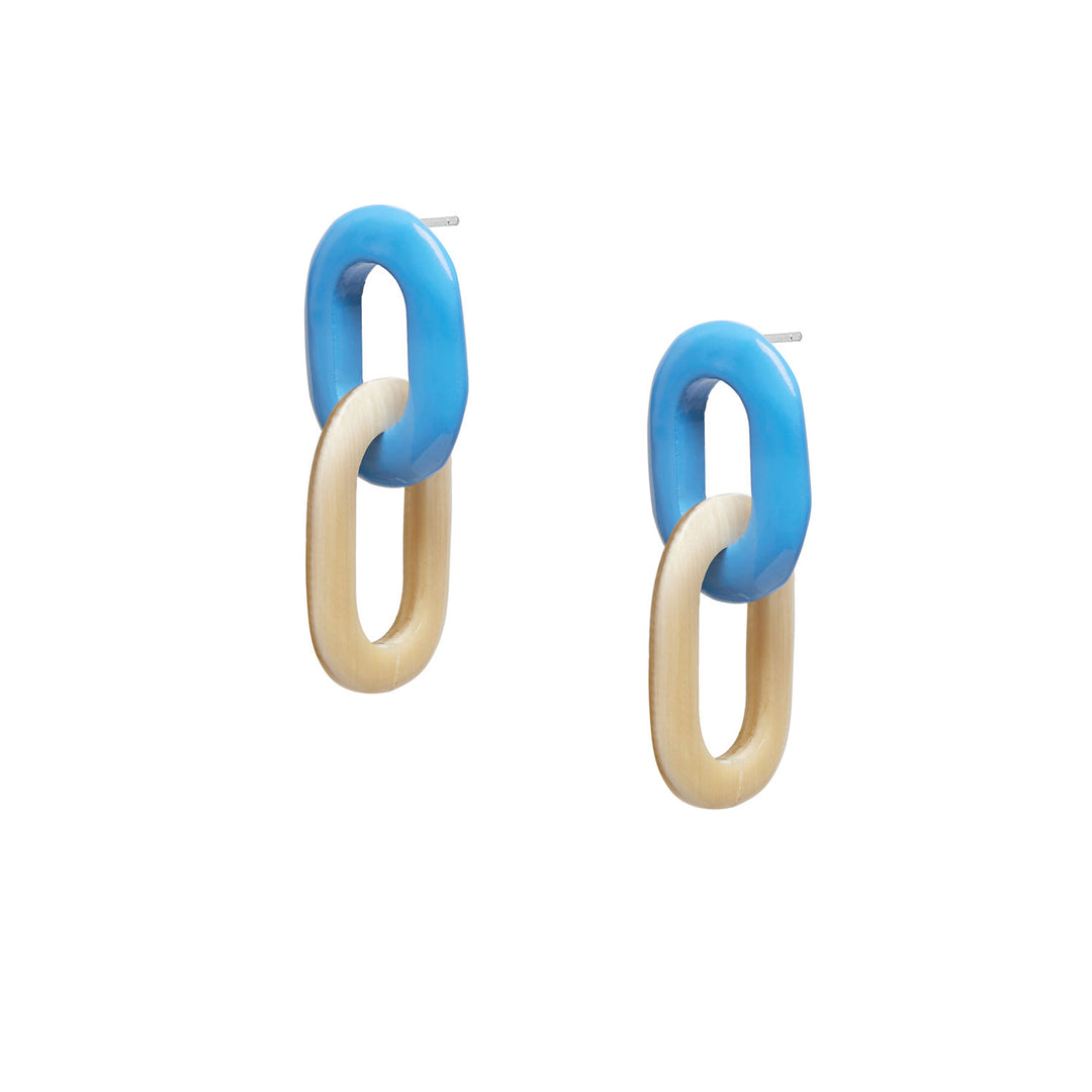 Branch Jewellery - Blue and white Natural double link earring