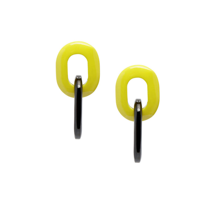 Branch Jewellery - Chartreuse and black double link earring