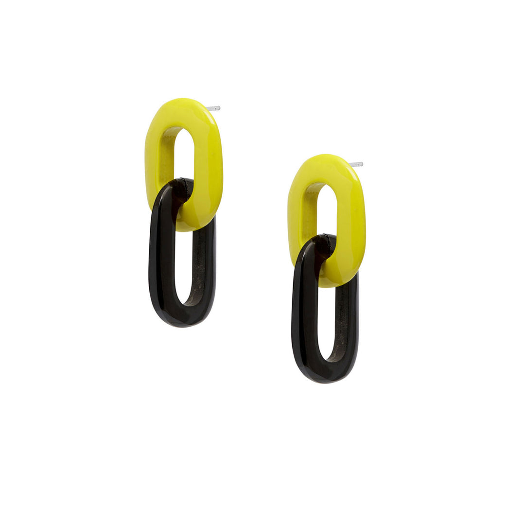 Branch Jewellery - Chartreuse and black double link earring