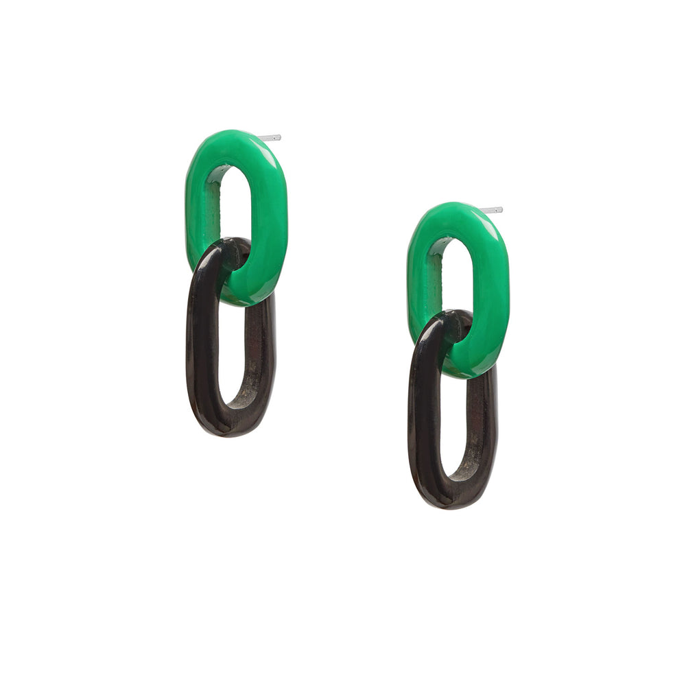 Branch Jewellery - Green and black double link earring