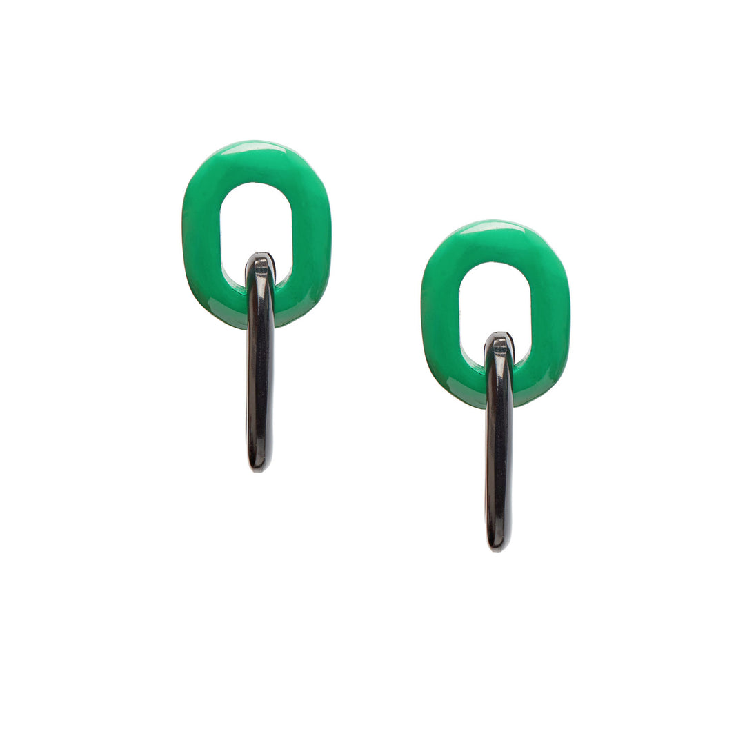 Branch Jewellery - Green and black double link earring
