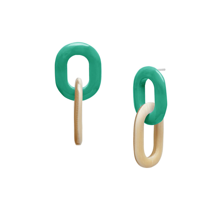 Mint Green and white double link earring