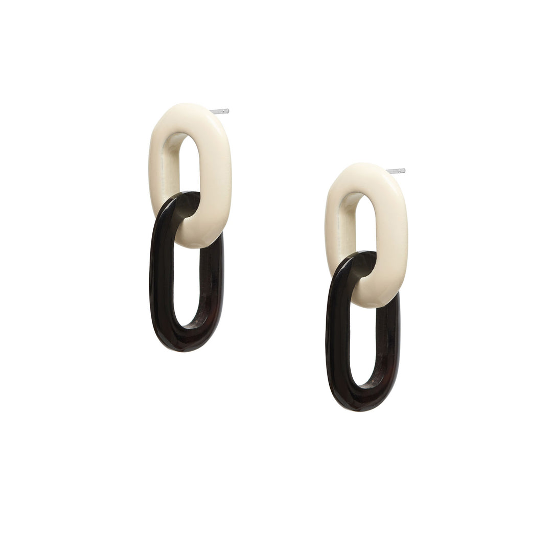 Branch Jewellery - Cream and black double link earring