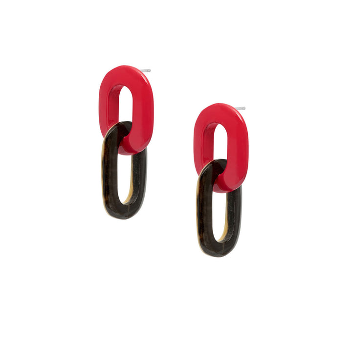 Branch Jewellery - Red and black natural double link earring