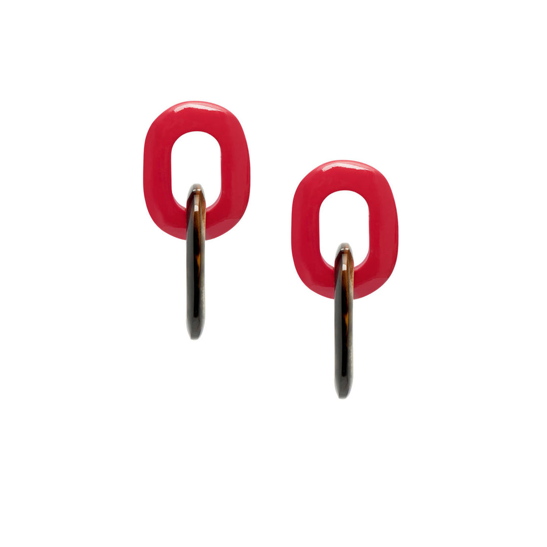Branch Jewellery - Red and black natural double link earring