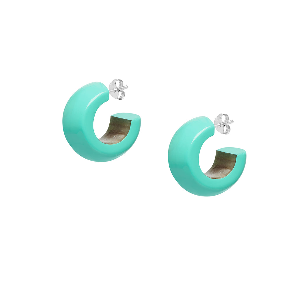 Branch Jewellery - Small aquamarine rounded hoop earrings