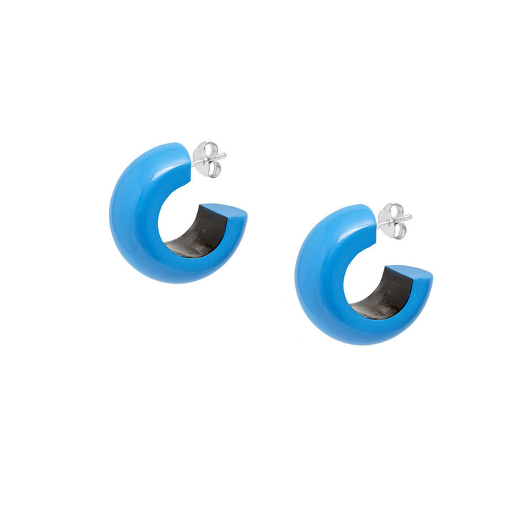 Branch Jewellery Small blue rounded hoop earrings