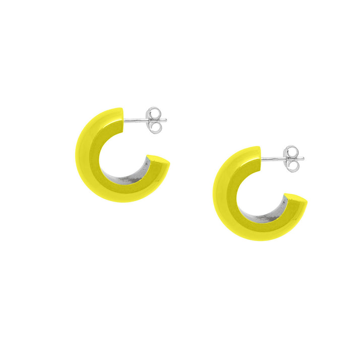 Small Chartreuse rounded hoop earrings