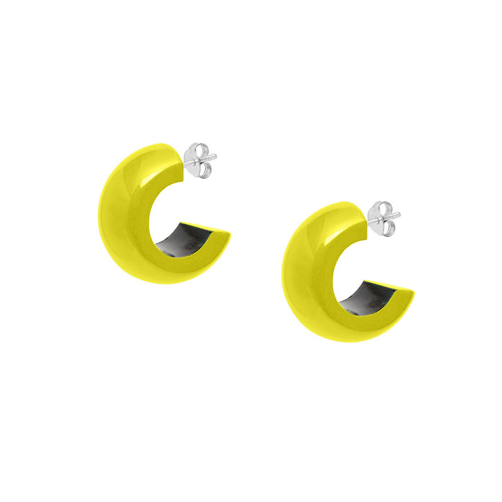 Small Chartreuse rounded hoop earrings