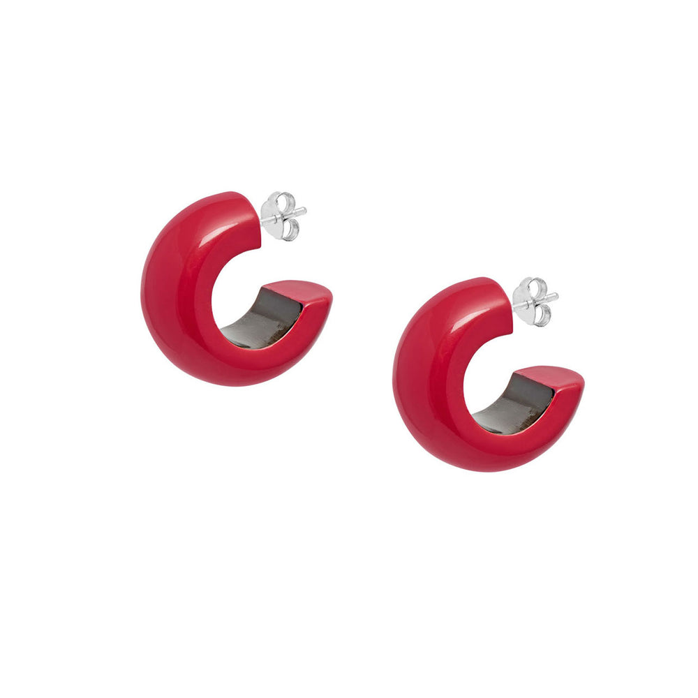 Branch Jewellery Small red rounded hoop earrings