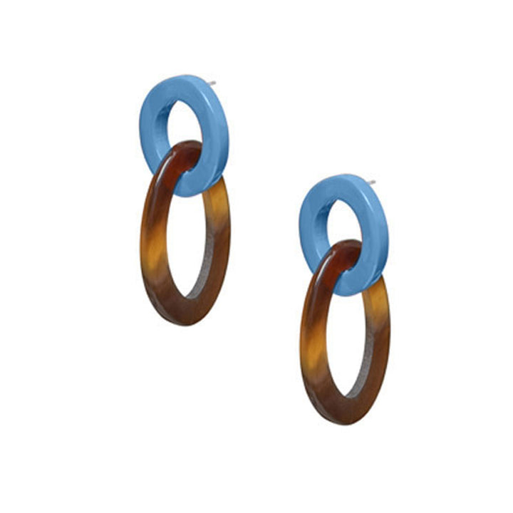 Branch Jewellery - Small blue and brown link earring
