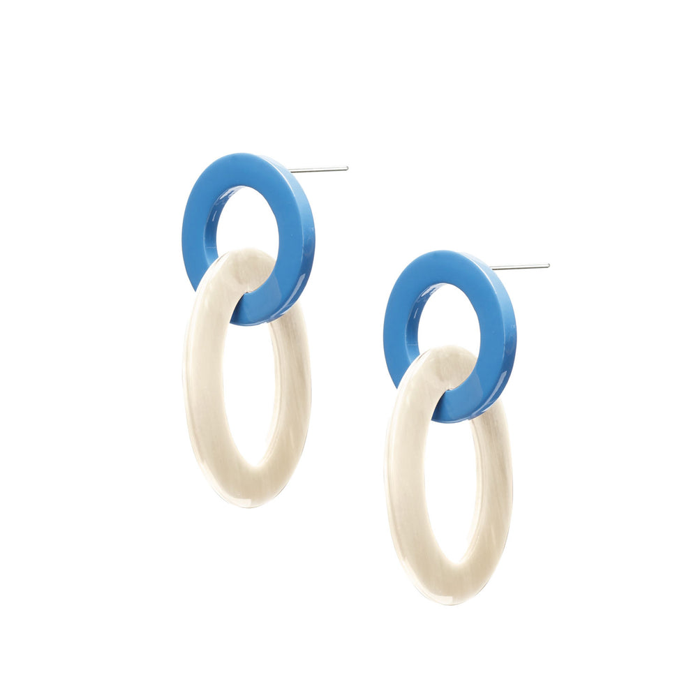 Branch Jewellery - Small blue and white link earring