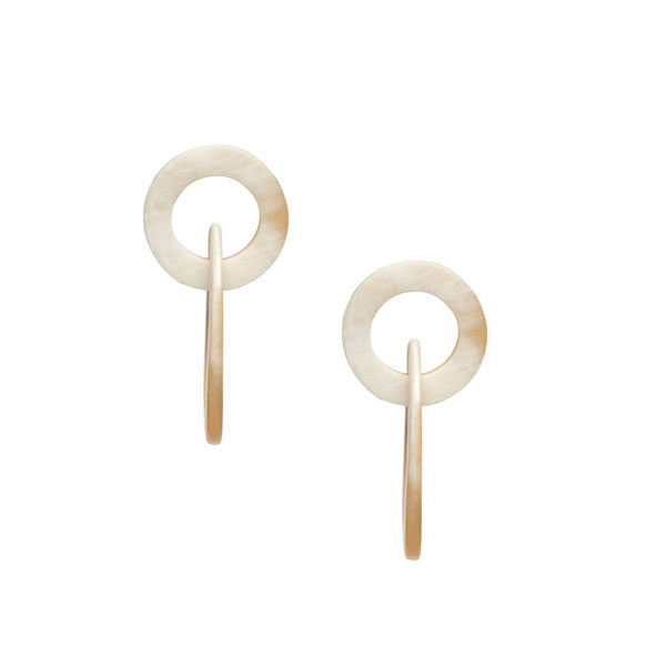 Branch Jewellery - White natural small oval buffalo horn link earring