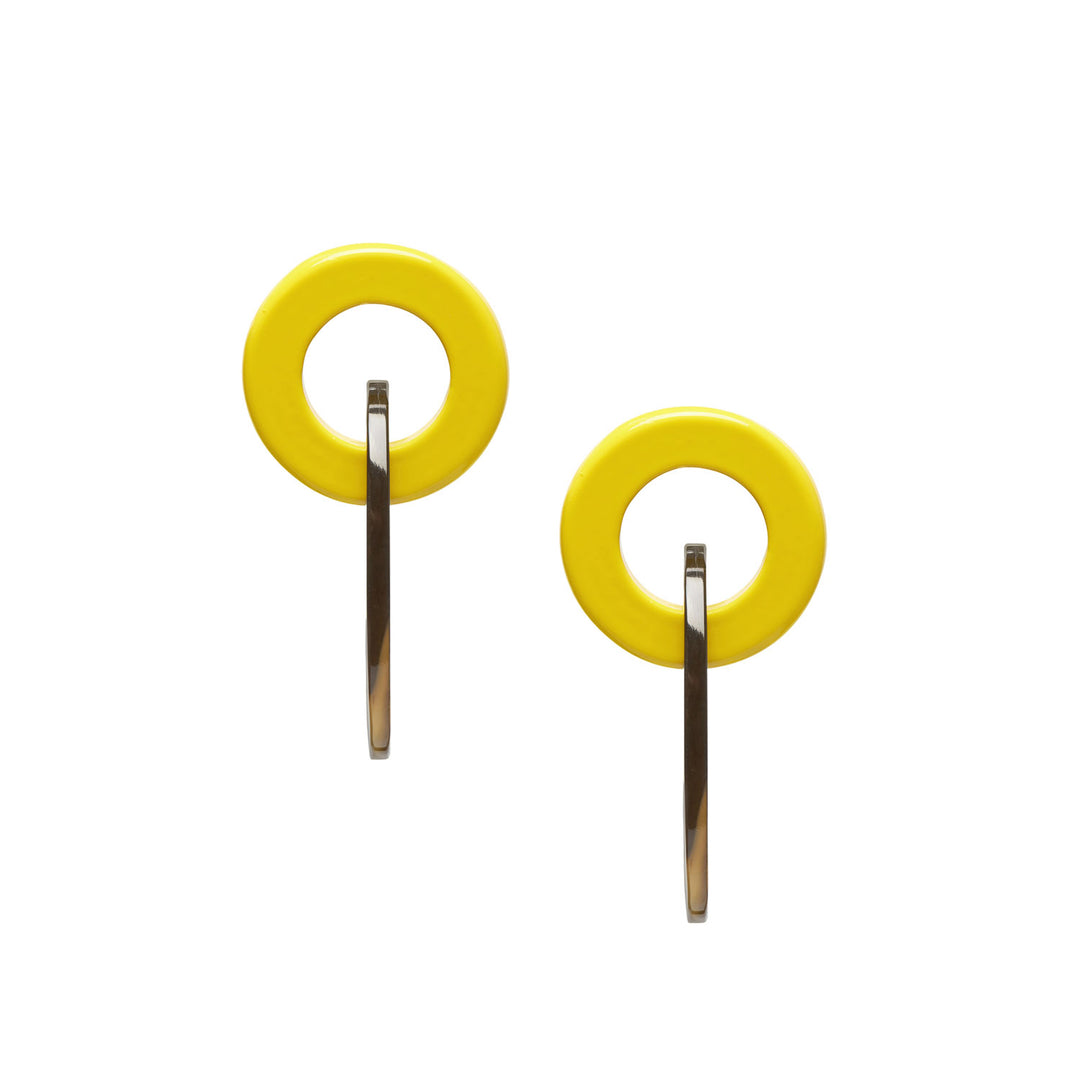 Branch Jewellery - Yellow and brown natural small oval buffalo horn link earring