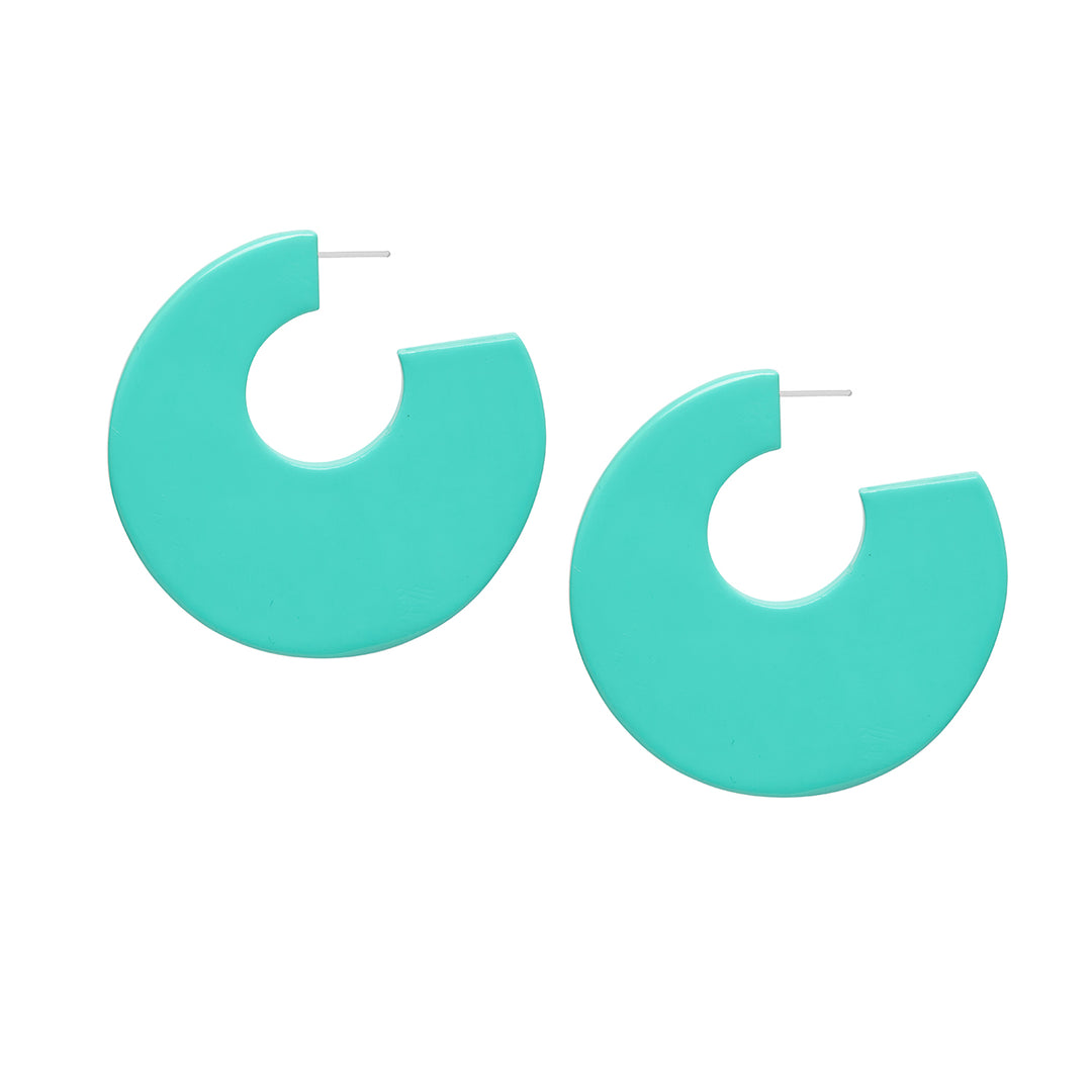 Branch Jewellery - Large flat aquamarine lacquered hoop earring