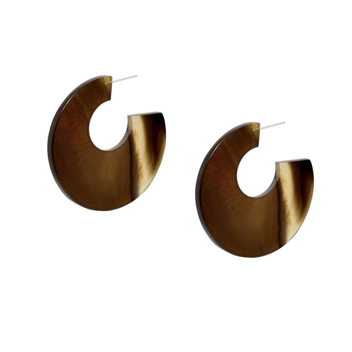 Branch Jewellery Large flat brown natural hoop earrings