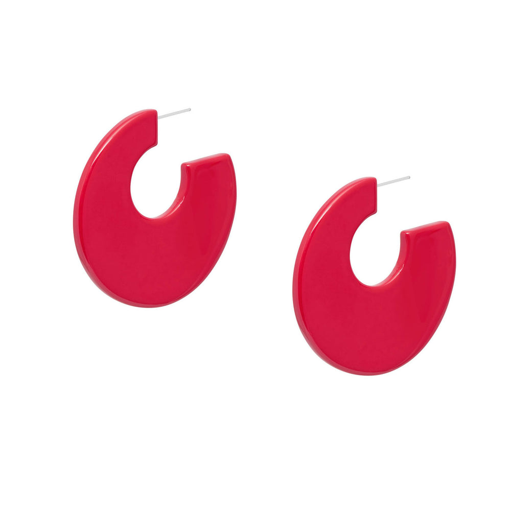 Branch Jewellery Large flat red lacquered hoop earring