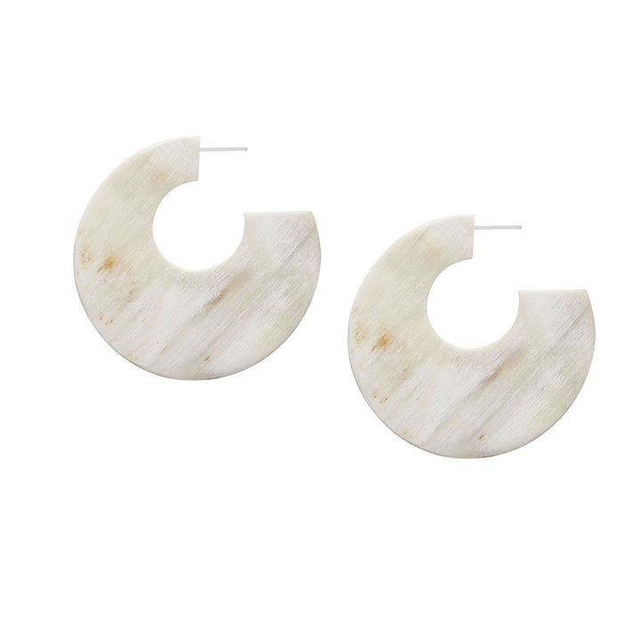 Branch Jewellery Large flat white natural hoop earrings