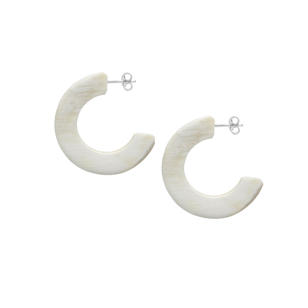 White Natural flat hoop earrings