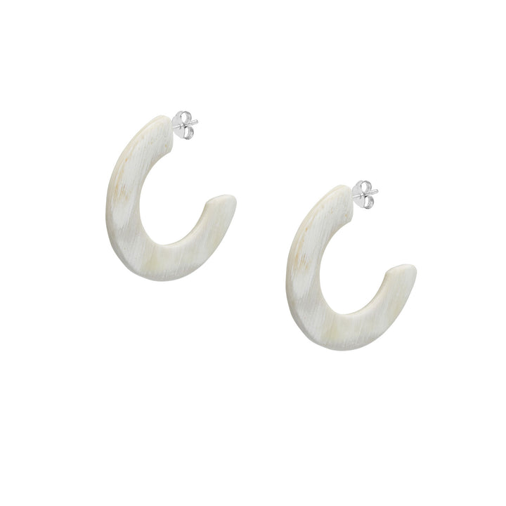 White Natural flat hoop earrings