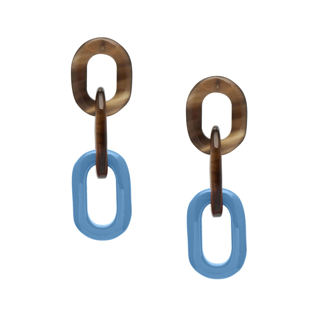 Branch Jewellery - Blue and brown triple link earring