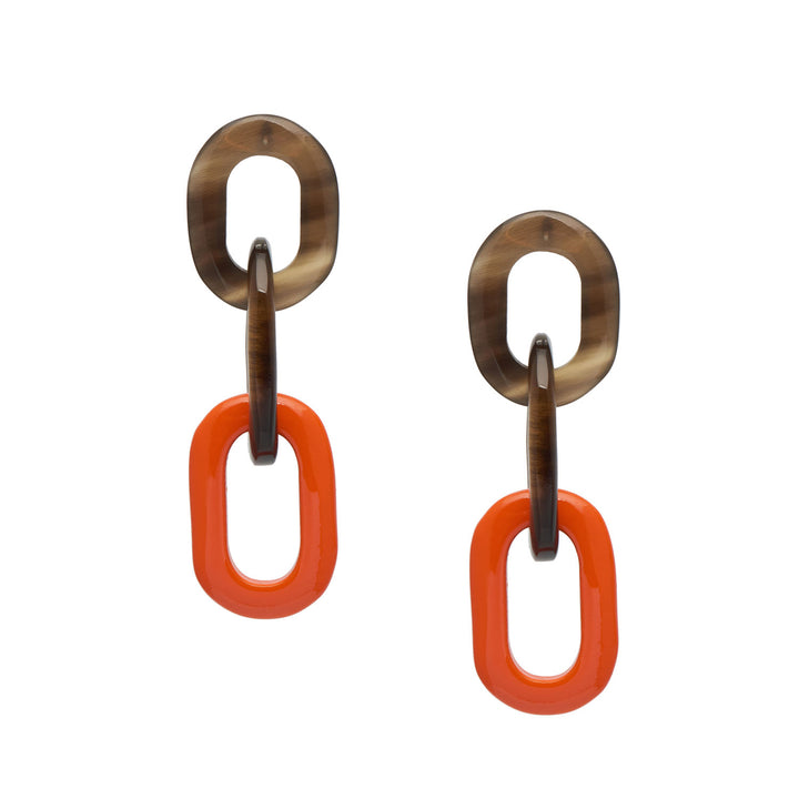 Branch Jewellery - Orange and Brown triple link earring