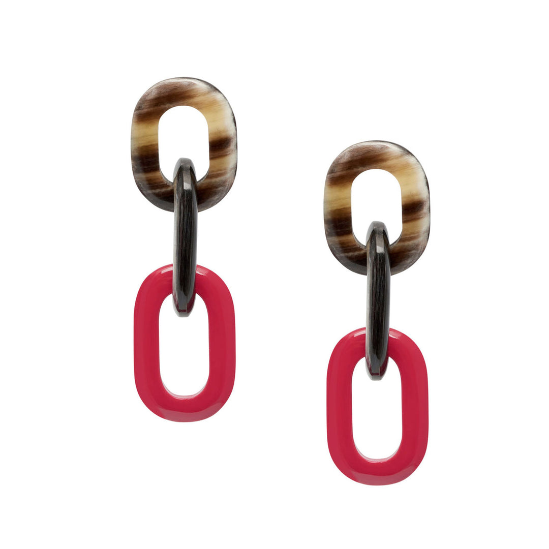 Branch Jewellery - Red and Black Natural triple link earring