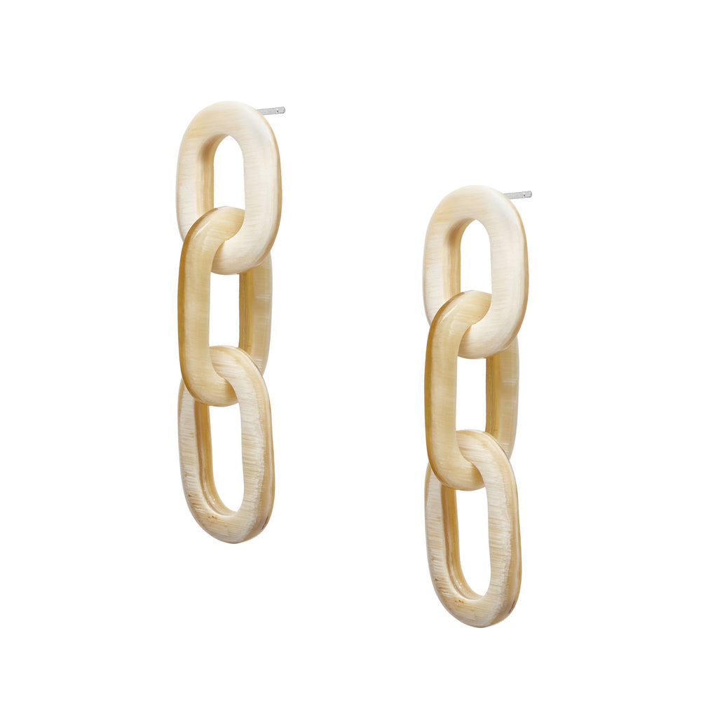 Branch Jewellery - White Natural triple link earring