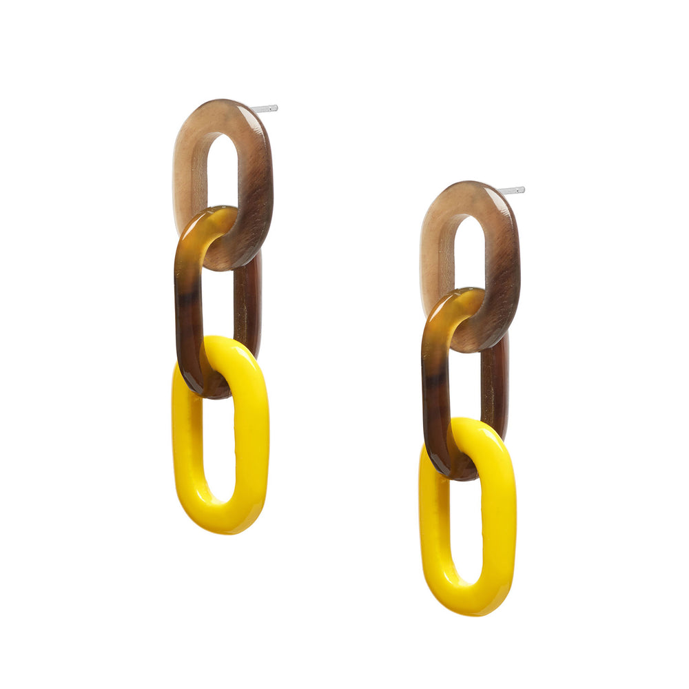 Branch Jewellery - yellow and brown Natural triple link earring