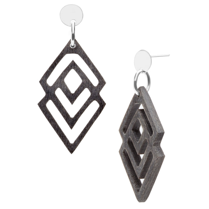 Grey and silver geometric shaped earring