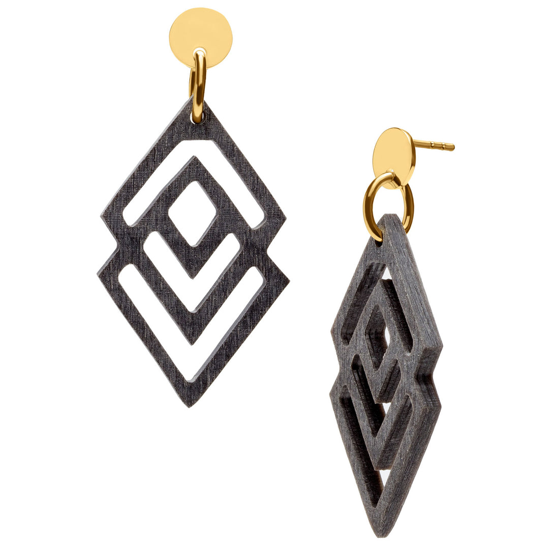 Grey and gold geometric shaped earring