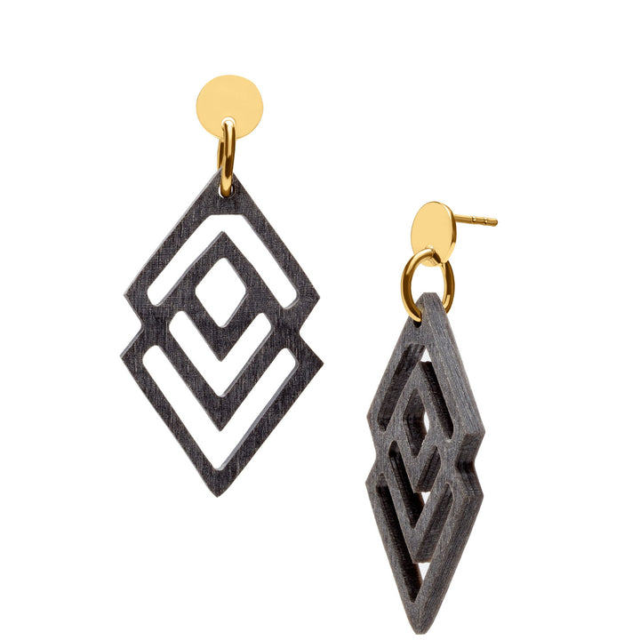 Grey and gold geometric shaped earring