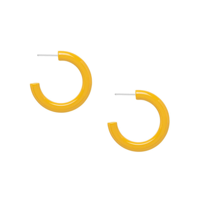 Rounded Mustard Yellow horn hoop earring